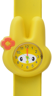 Horloge flower bunny geel 
