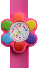 Kinderhorloge kleurrijke bloem donkerroze