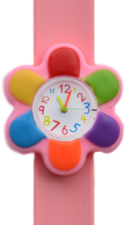 Kinderhorloge kleurrijke bloem roze